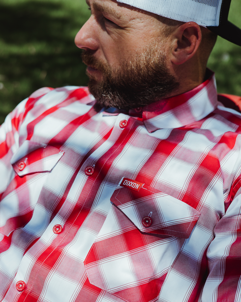 GINGHAM BAMBOO SHORT SLEEVE BUTTON UP - MENS